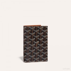 Black / Brown Goyard GRENELLE PASSPORT COVER | IQKX7834