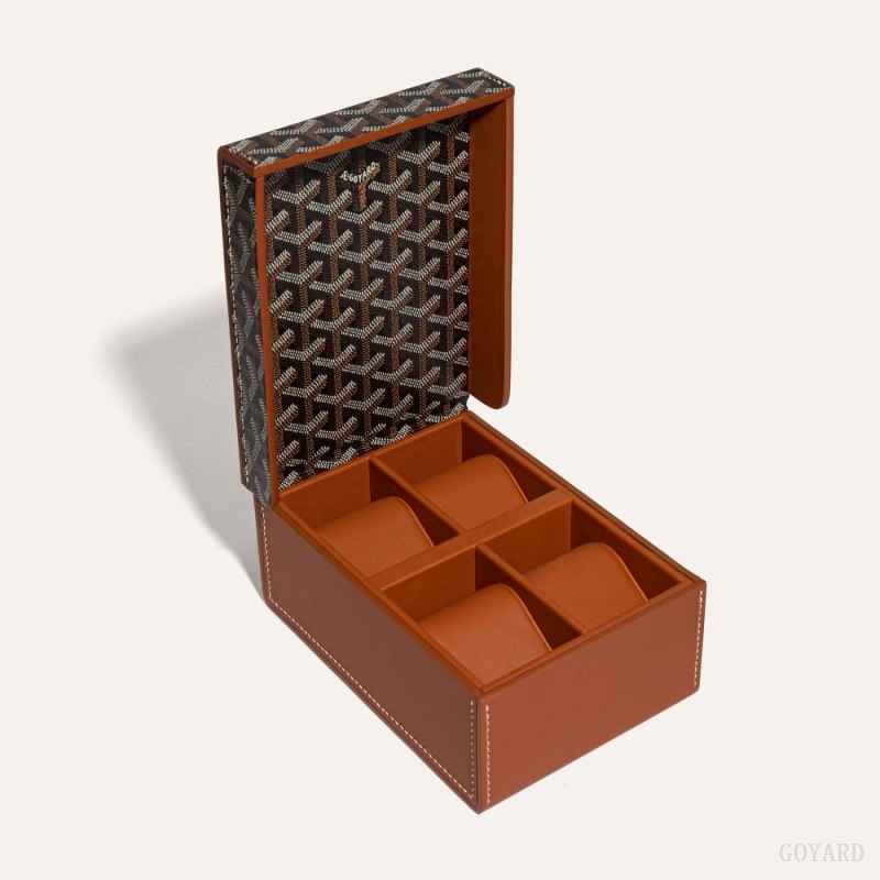 Black / Brown Goyard 4 WATCH CASE | DGXW7867