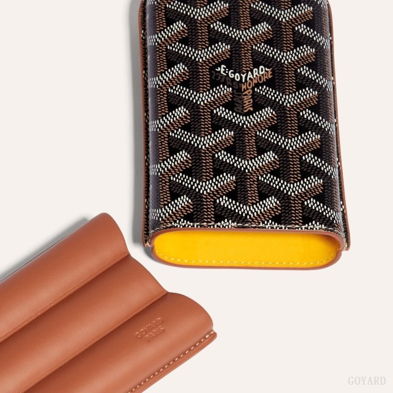 Black / Brown Goyard CHURCHILL 3 CIGAR CASE | PGNX5448