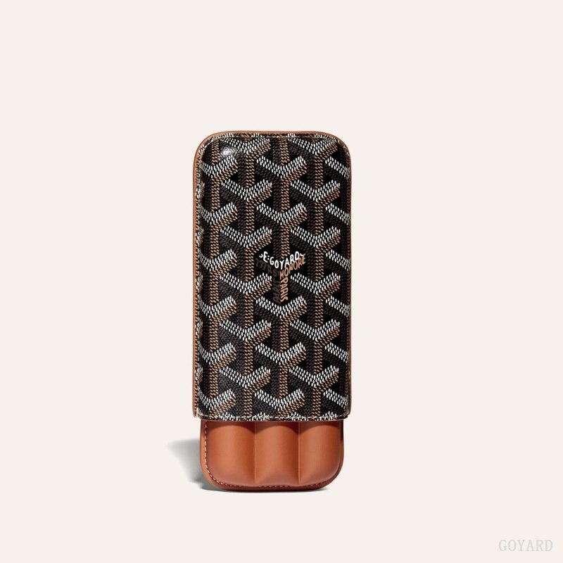 Black / Brown Goyard CHURCHILL 3 CIGAR CASE | PGNX5448