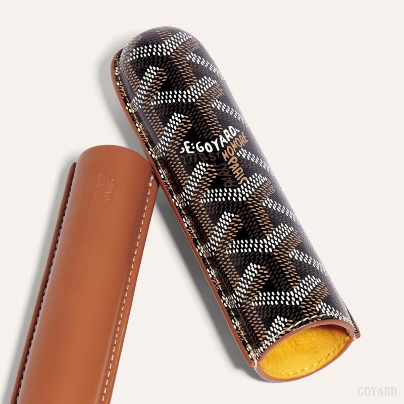 Black / Brown Goyard CHURCHILL SINGLE CIGAR CASE | KVBQ6174