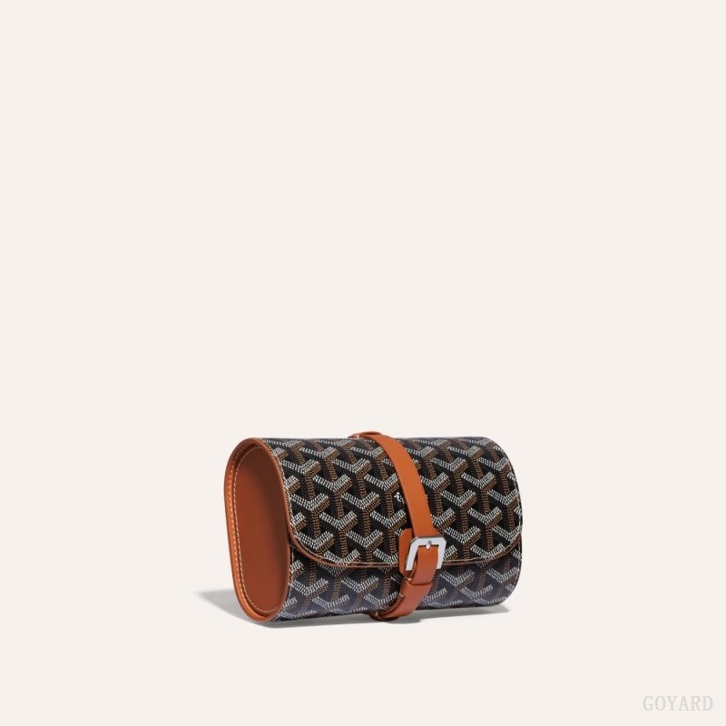 Black / Brown Goyard DOUBLE TRAVEL WATCH CASE | AQJZ8638