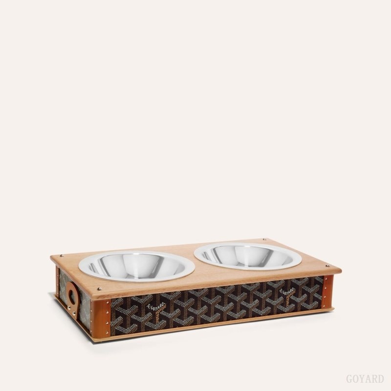 Black / Brown Goyard EDMOND DOUBLE BOWL | KUAZ5957