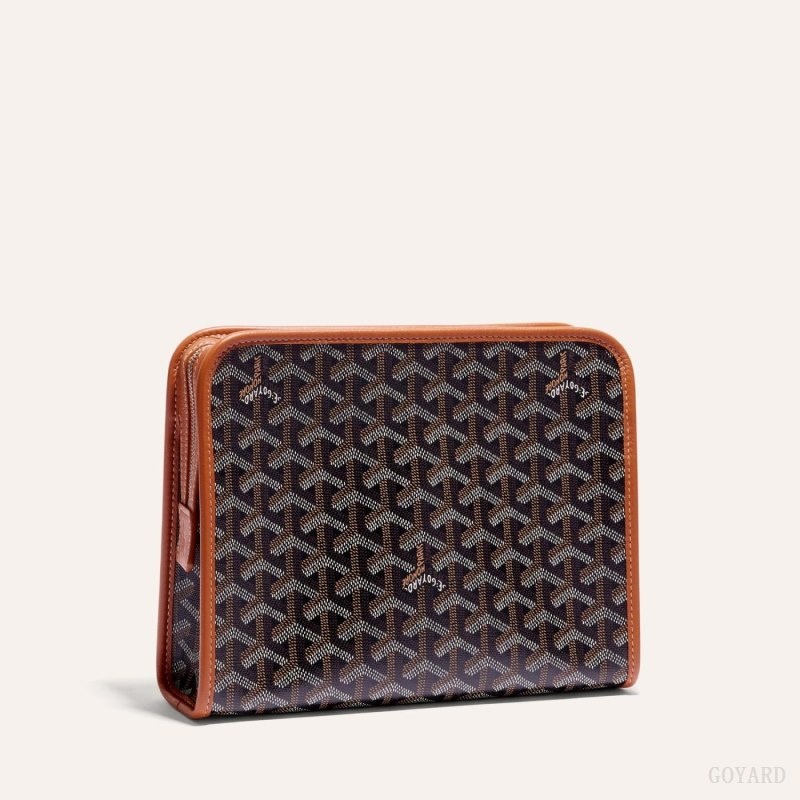 Black / Brown Goyard JOUVENCE MM TOILET BAG | XHUE3021