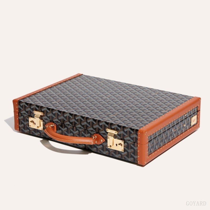 Black / Brown Goyard Manoir PM Document Case | XIZQ4284