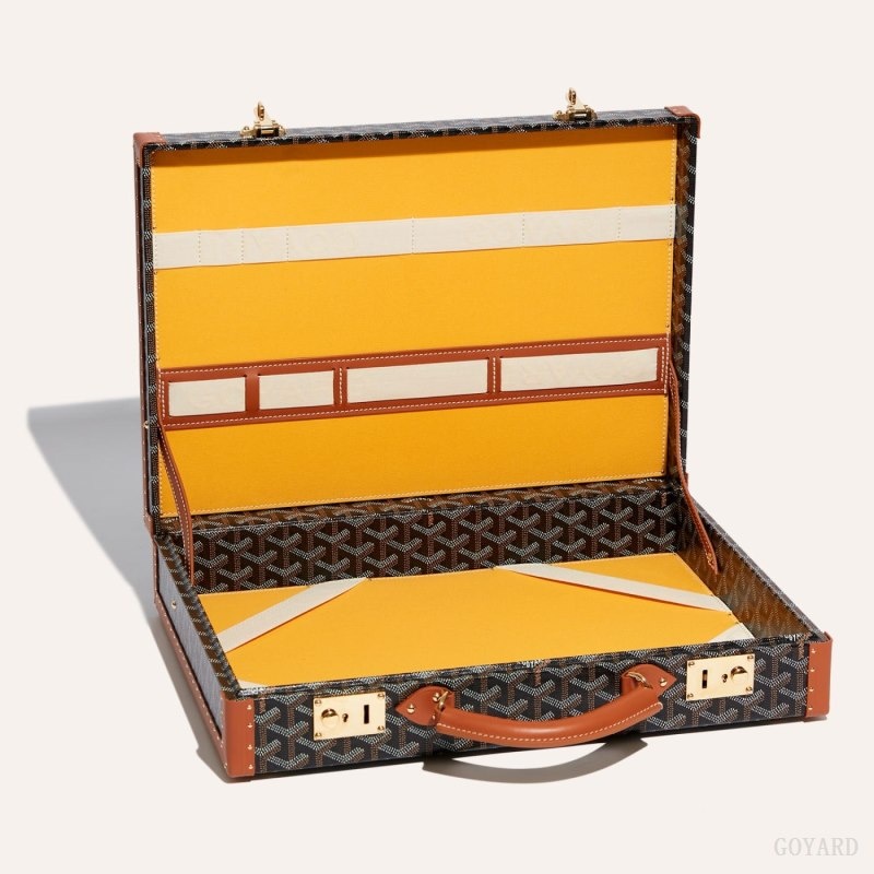 Black / Brown Goyard Manoir PM Document Case | XIZQ4284