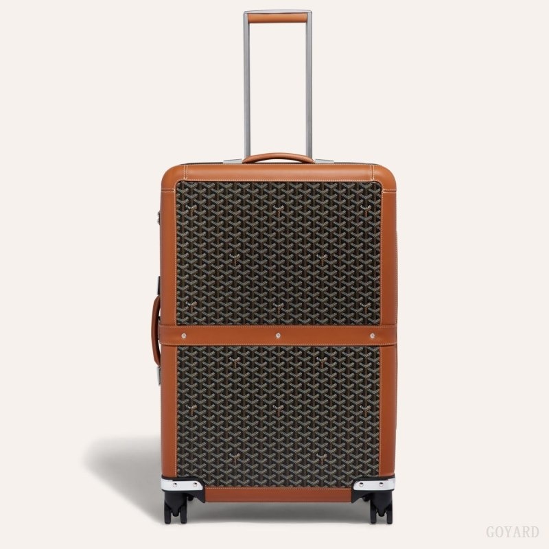 Black / Brown Goyard SATOLAS GM ROLLING SUITCASE | QYKY6005