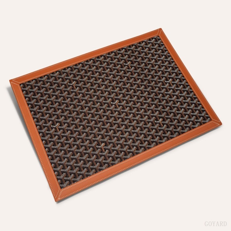 Black / Brown Goyard SOUS-MAIN DESK PAD | BVQJ1484