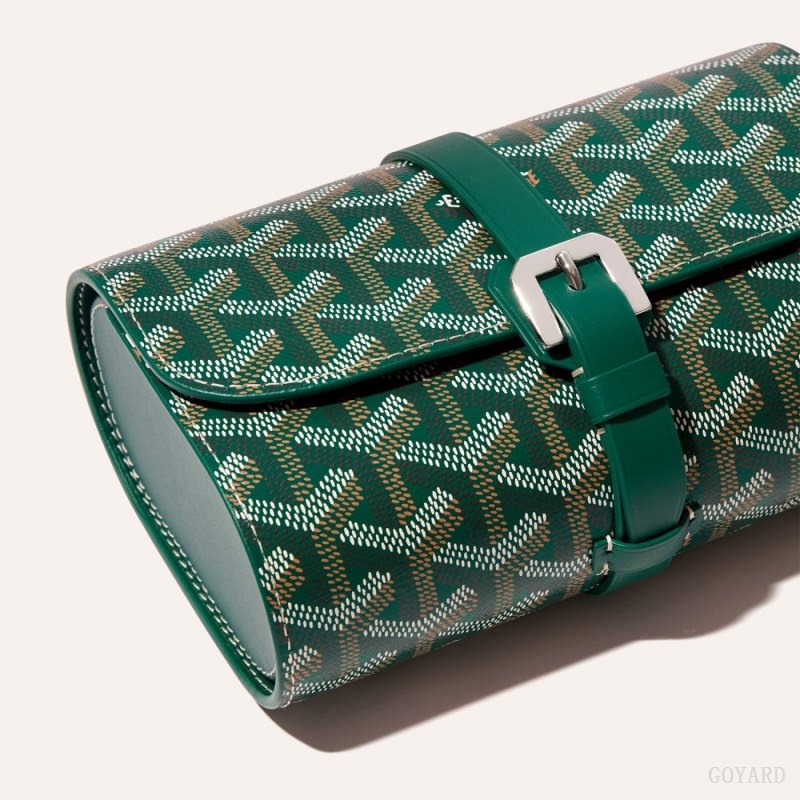 Green Goyard DOUBLE TRAVEL WATCH CASE | IEOH2387