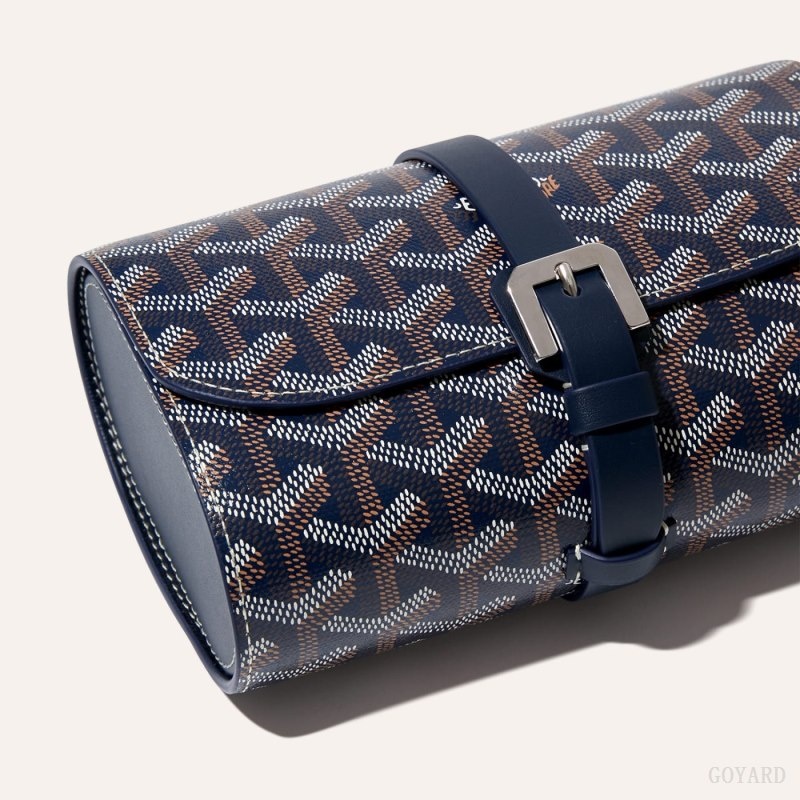 Navy Blue Goyard DOUBLE TRAVEL WATCH CASE | SBGE6083