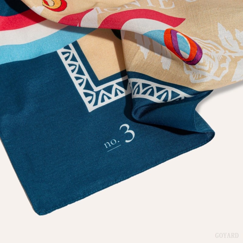 Navy Blue / Beige Goyard SCARF N°3 | HPAJ4604