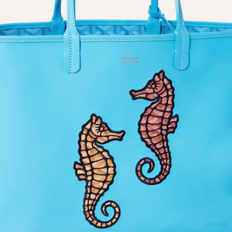 Turquoise Goyard Anjou PM Seahorse Embroidery | UDQS4593