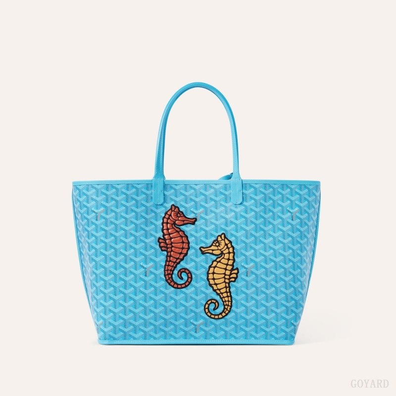 Turquoise Goyard Anjou PM Seahorse Embroidery | UDQS4593