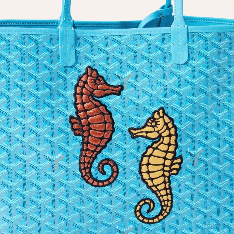 Turquoise Goyard Anjou PM Seahorse Embroidery | UDQS4593