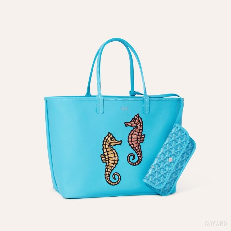 Turquoise Goyard Anjou PM Seahorse Embroidery | UDQS4593